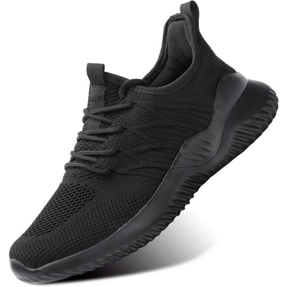 Women's Ladies Walking Running Shoes Slip On Lightweight Tennis Sneakers Black M - Picture 1 of 7